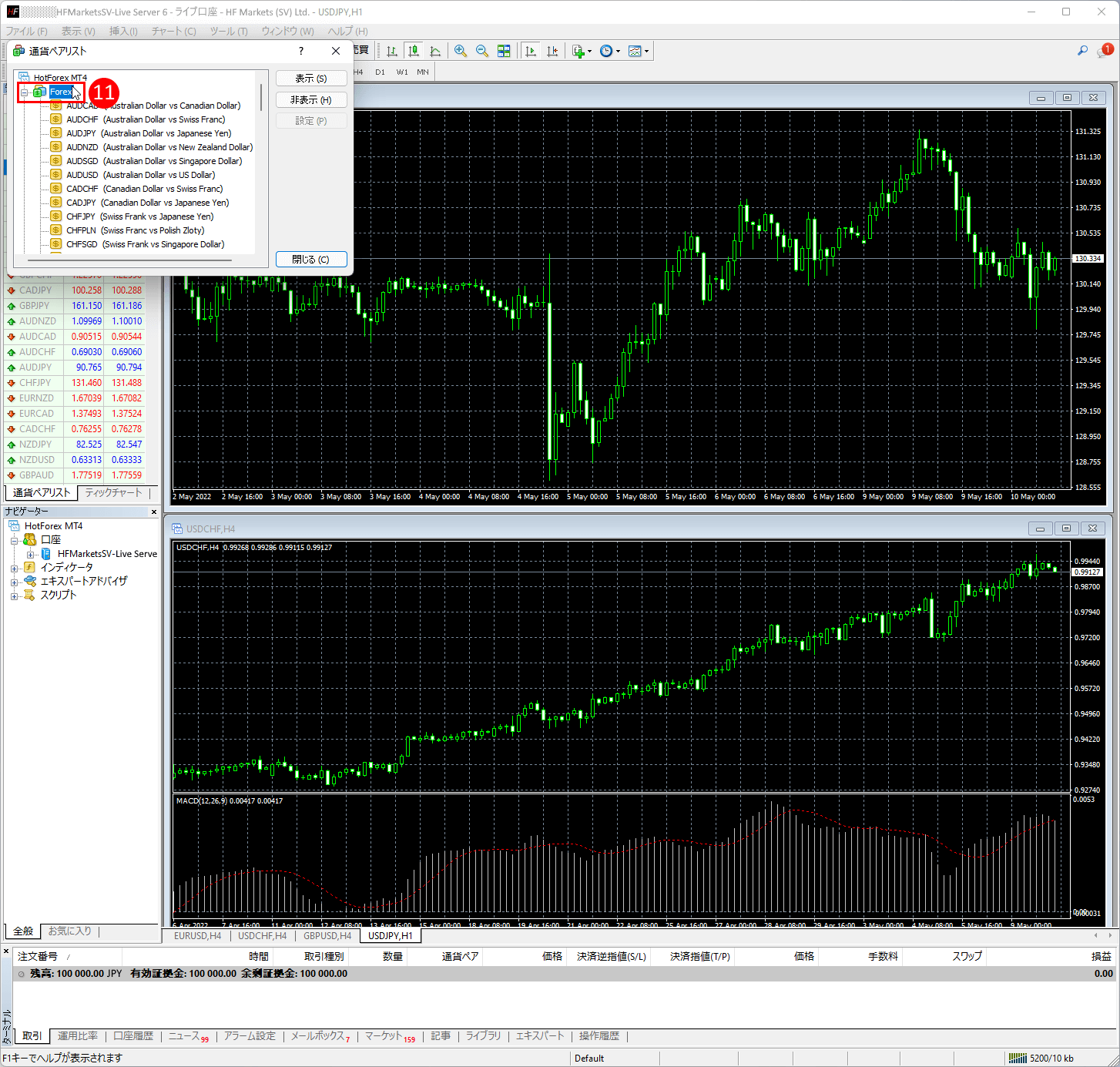 HFM (HFマーケッツ) のメタトレーダー4(MT4)に銘柄の取引条件・確定を確認方法|全リストが表示され